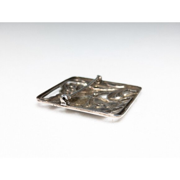 Vintage Danecraft Sterling Silver Poppy brooch, Square flower brooch gift for - Picture 7 of 8